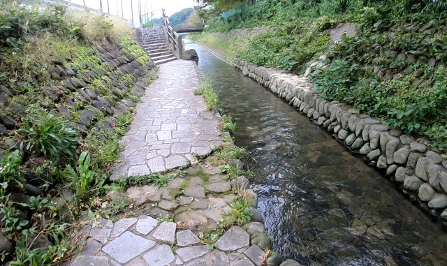 大河原公園から関戸公園野球場前までの小川