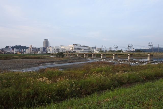 多摩川の北側を川沿いに西へ走る