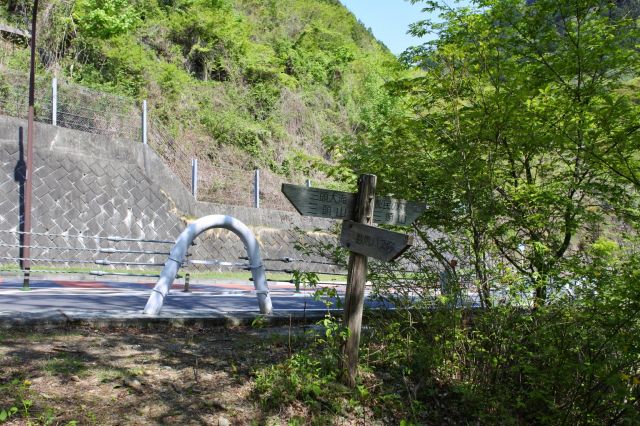 登山道から一度一般道路に出ます