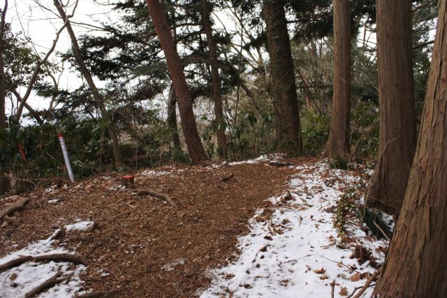 登山道に雪